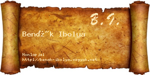 Benák Ibolya névjegykártya