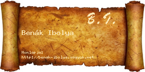 Benák Ibolya névjegykártya